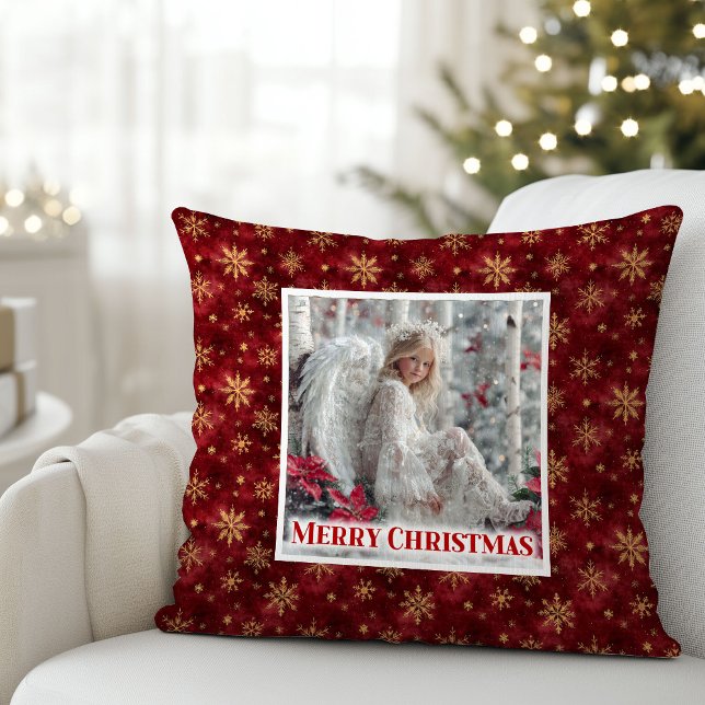 Lovely Angel Red Gold Personalized Custom Christma Cushion (Lovely Angel Red Gold Personalized Custom Christmas Pillow

)