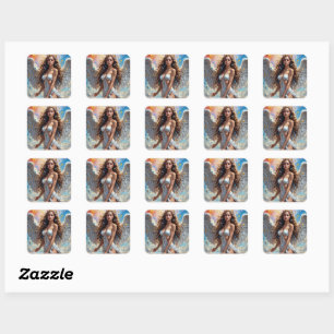 lovely angel square sticker