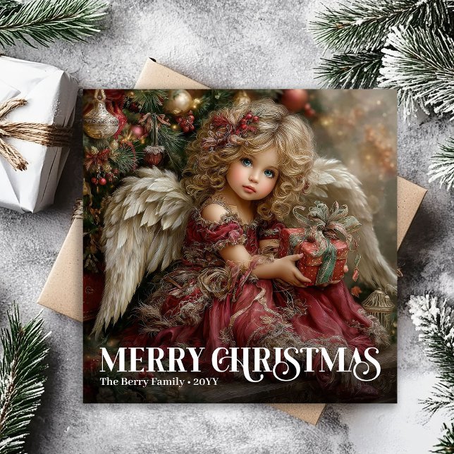 Lovely Angelic Victorian Burgundy Christmas Cards (Lovely Angelic Victorian Burgundy Christmas Greeting)