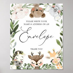 Lovely Animals Baby Shower Address Envelope Sign