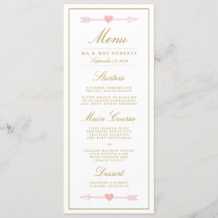 Lovely Arrows Wedding Dinner Menu / Blush & Gold