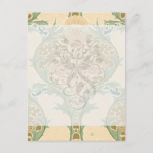lovely art nouveau floral botanical  pattern postcard