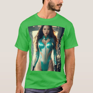 Lovely Asian Cyberpunk Portrait Cool Art T-Shirt