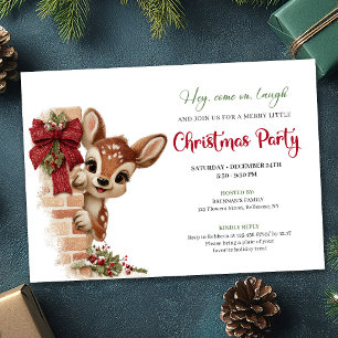 Lovely Baby Deer Watercolor Funny Cartoon Holiday  Invitation