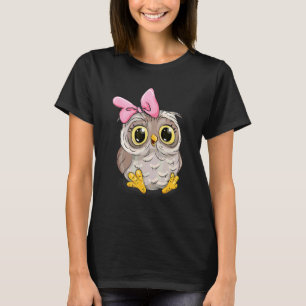 Lovely Baby Owl With Pink Bow Animal  Men Women T-Shirt