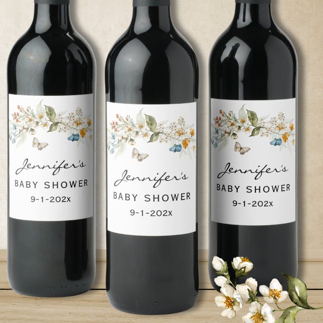 Lovely Baby Shower Still Life Florals Wine Label (Creator Uploaded)
