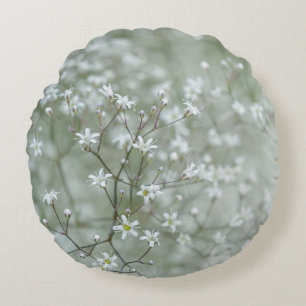 Lovely Baby's Breath Flower Nature Photography Round Cushion