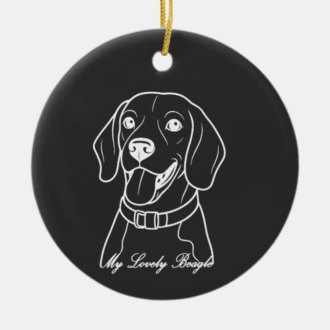 Lovely Beagle Ceramic Tree Decoration (Front)