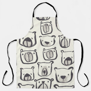 Lovely bear face hand drawn doodles illustration p apron