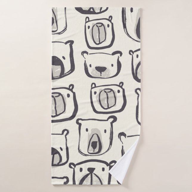 Lovely bear face hand drawn doodles illustration p bath towel (Bath Towel)
