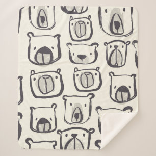 Lovely bear face hand drawn doodles illustration p sherpa blanket
