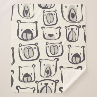Lovely bear face hand drawn doodles illustration p sherpa blanket