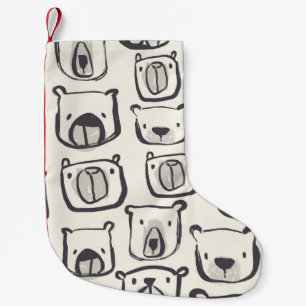 Lovely bear face hand drawn doodles illustration p small christmas stocking