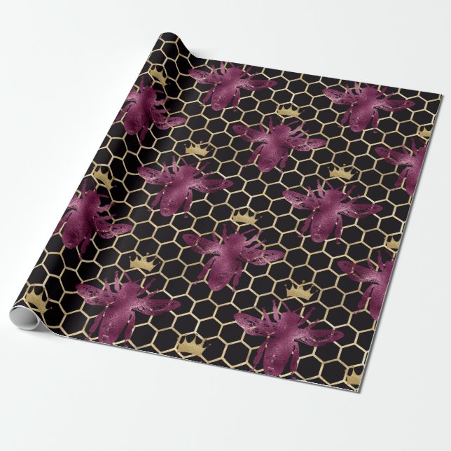 Lovely Bee Series Design 19 Wrapping Paper (Unrolled)