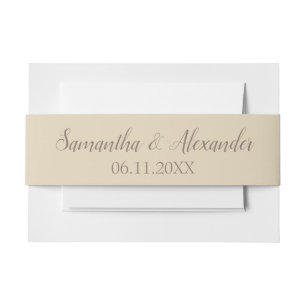 Lovely Beige and Brown Invitation Belly Band