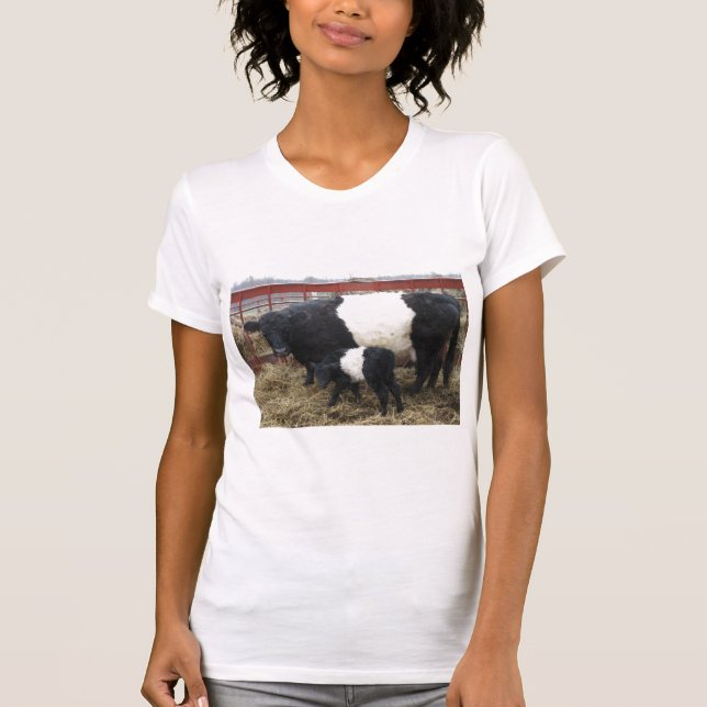 Lovely Beltie Cow and Calf T-Shirt (Front)