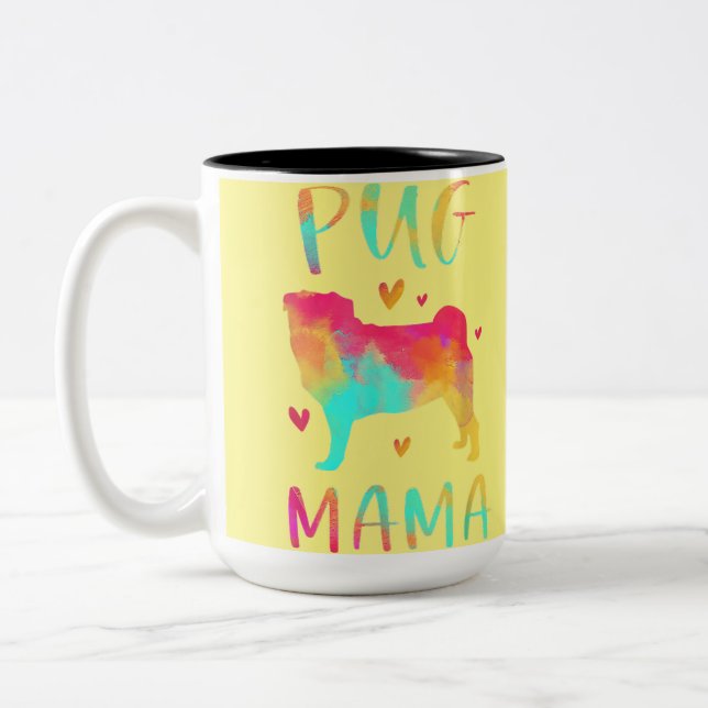 Lovely Best Pug Mum Ever Two-Tone Coffee Mug (Left)