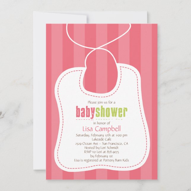 Lovely Bib Baby Shower Invitation (Front)