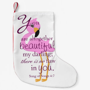 Lovely Bible Verse with a Flamingo Small Christmas Stocking