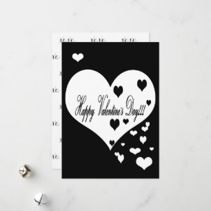 Lovely Black and White Hearts XOXO Holiday Card