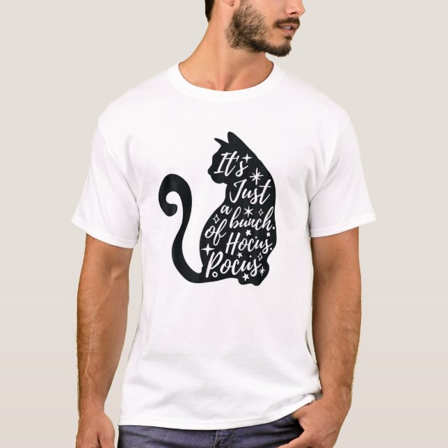 Lovely black cat with sparkling stars T-Shirt (Front)