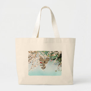 Lovely blooming Koala cotton canvas tote washable