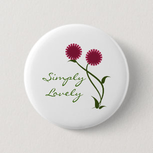 Lovely Blooms Button, Fuchsia 6 Cm Round Badge