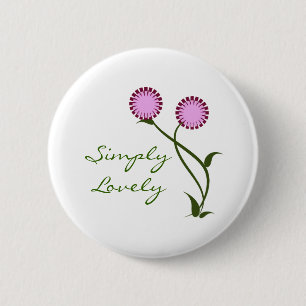 Lovely Blooms Button, Lavender 6 Cm Round Badge
