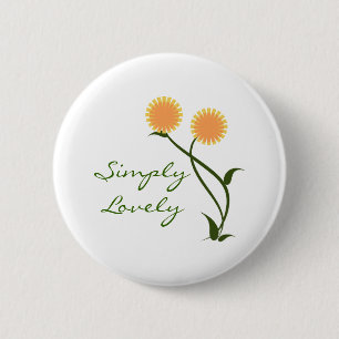 Lovely Blooms Button, Orange 6 Cm Round Badge
