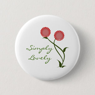 Lovely Blooms Button, Red 6 Cm Round Badge
