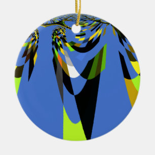 Lovely Blue African Tribal Motif Pattern Art Print Ceramic Tree Decoration