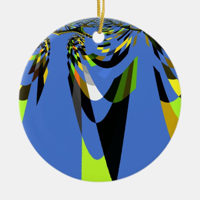 Lovely Blue African Tribal Motif Pattern Art Print Ceramic Tree Decoration (Front)