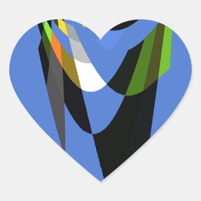Lovely Blue African Tribal Motif Pattern Art Print Heart Sticker (Front)