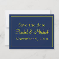 Lovely Blue and Gold Save the Date