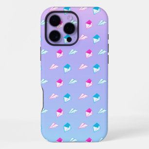 Lovely Blue and Pink Paper Plane Letter and Envelo iPhone 16 Pro Max Case