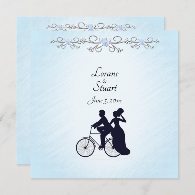 Lovely Blue Bicycle Theme Wedding Invitation (Front/Back)
