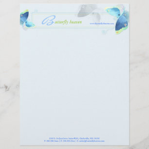 Lovely Blue Butterflies Business Customised Letterhead