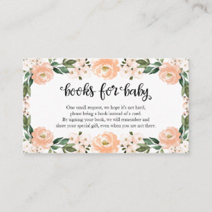 Lovely Blue Floral Baby Shower Books For Baby Enclosure Card