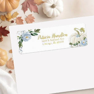 Lovely Blue Floral White Pumpkin Fall Baby Shower