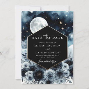 Lovely Blue Moonlit Wedding Save The Date