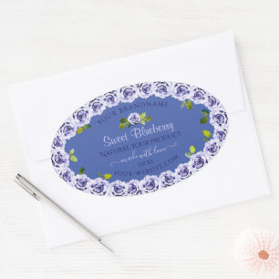 Lovely Blue Product Packaging Labels Cute Roses