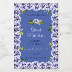 Lovely Blue Product Packaging Labels Cute Roses