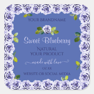 Lovely Blue Product Packaging Labels Cute Roses