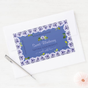 Lovely Blue Product Packaging Labels Cute Roses