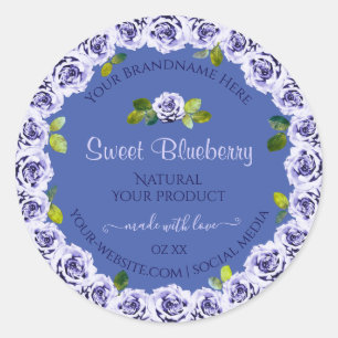 Lovely Blue Product Packaging Labels Cute Roses