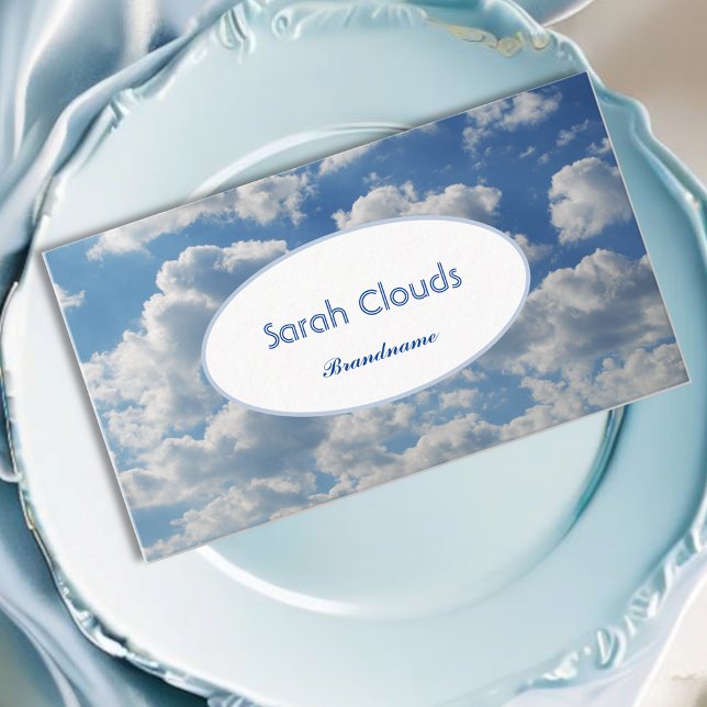 Lovely Blue Sky Clouds Trendy Elegant Spiritual Business Card (Creator Uploaded)