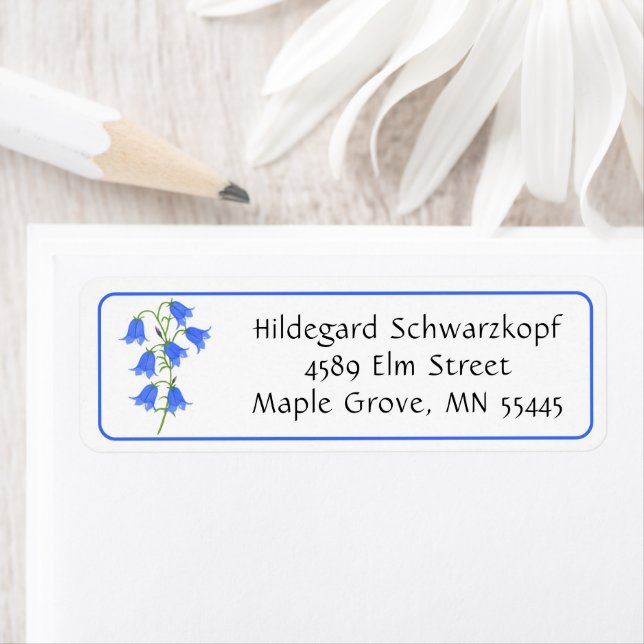 Lovely Bluebells Wedding Return Address Label (Insitu)