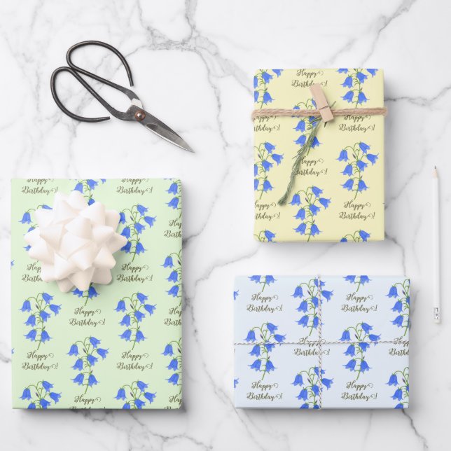 Lovely Bluebells Wrapping Paper Sheet (Front)