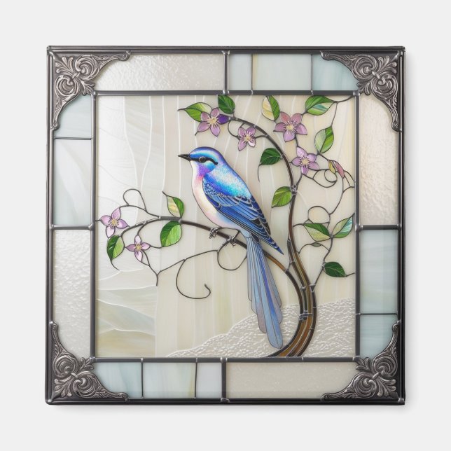 Lovely Bluebird on Flowering Vine Magnet (Front)