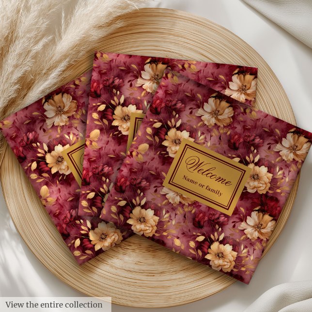 Lovely Blush Burgundy Gold Custom Cloth Napkin Set (Lovely Blush Burgundy Gold Custom Cloth Napkin Set)